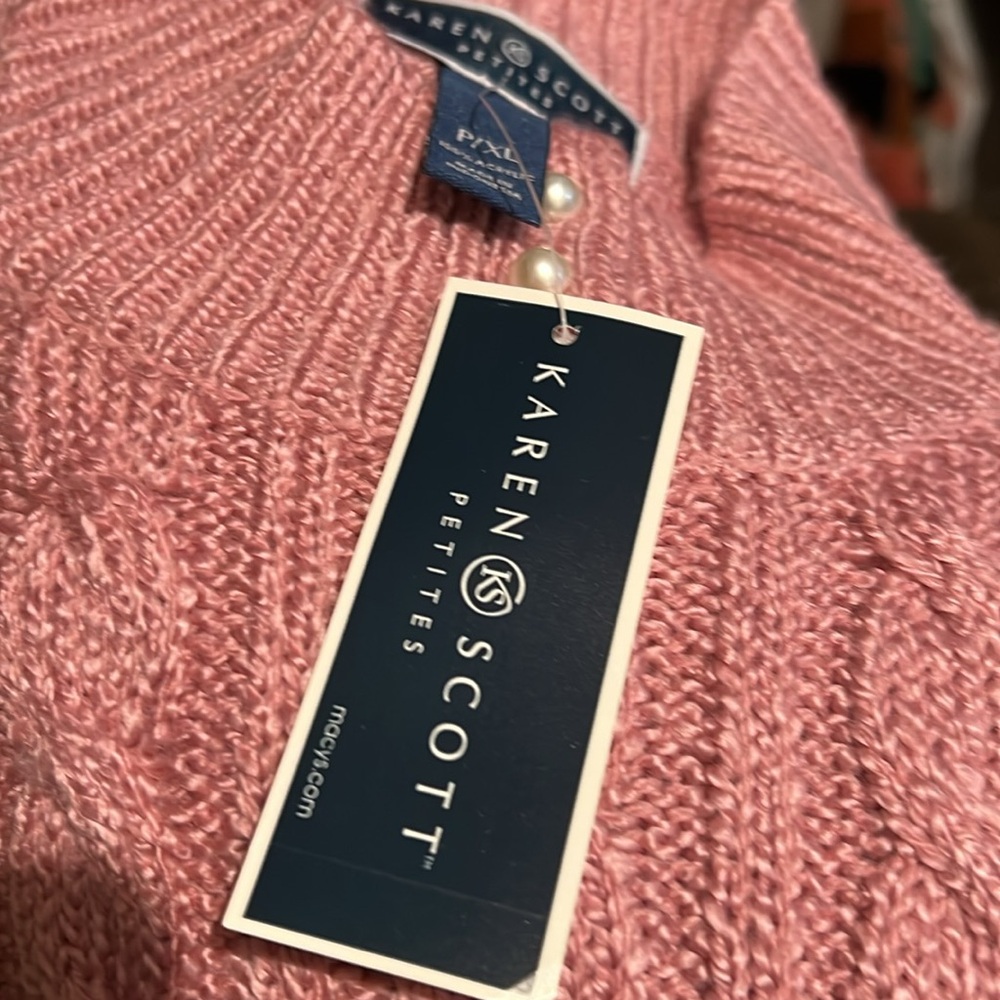 Karen Scott Women’s Pink Cable Knit Sweater Sz Petite XL NEW - Picture 6 of 7